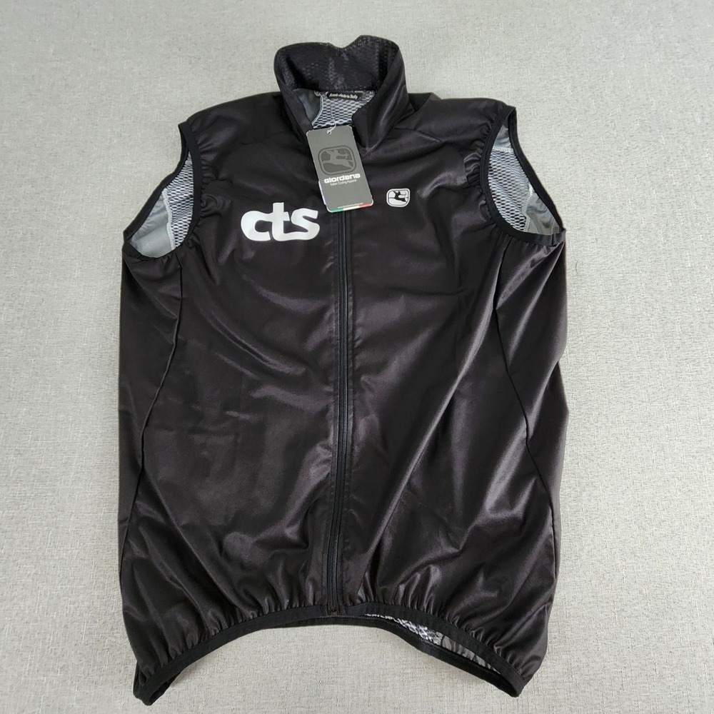 NWT Giordana CTS Cycling Tenex Wind Zip Vest Gilet Large Black Made in Italy NEW